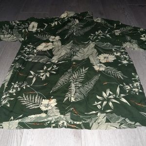 Mens Hawaiian Shirt Thums UP XL Green Leaves Floral